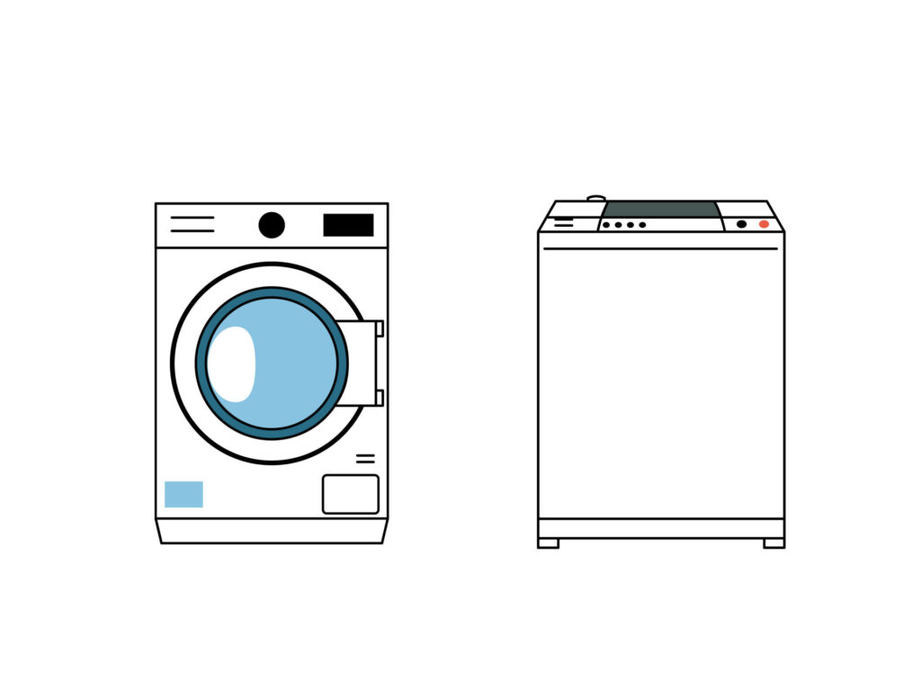 ドラム式洗濯機と縦型洗濯機のイラスト